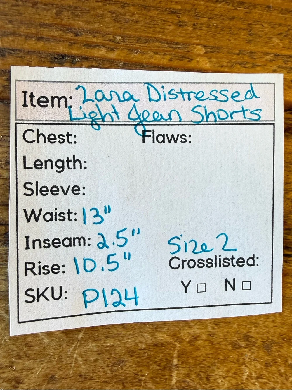 P124 - Zara Light Blue Distressed Denim Shorts